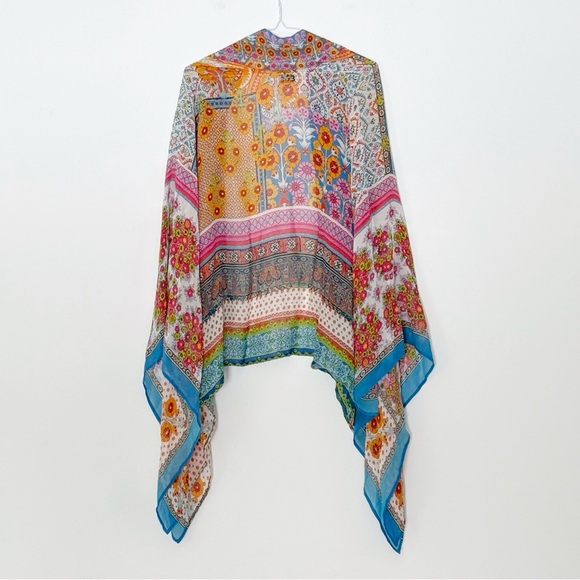 Anthropologie Vismaya Woman Floral Flowy Sheer Kimono Cardigan ONE SIZE Boho - Picture 5 of 8